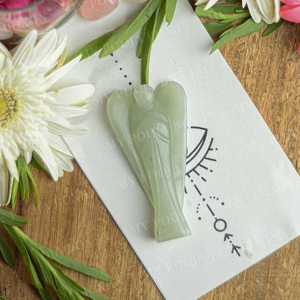 Green Jade Crystal Angel of Luck