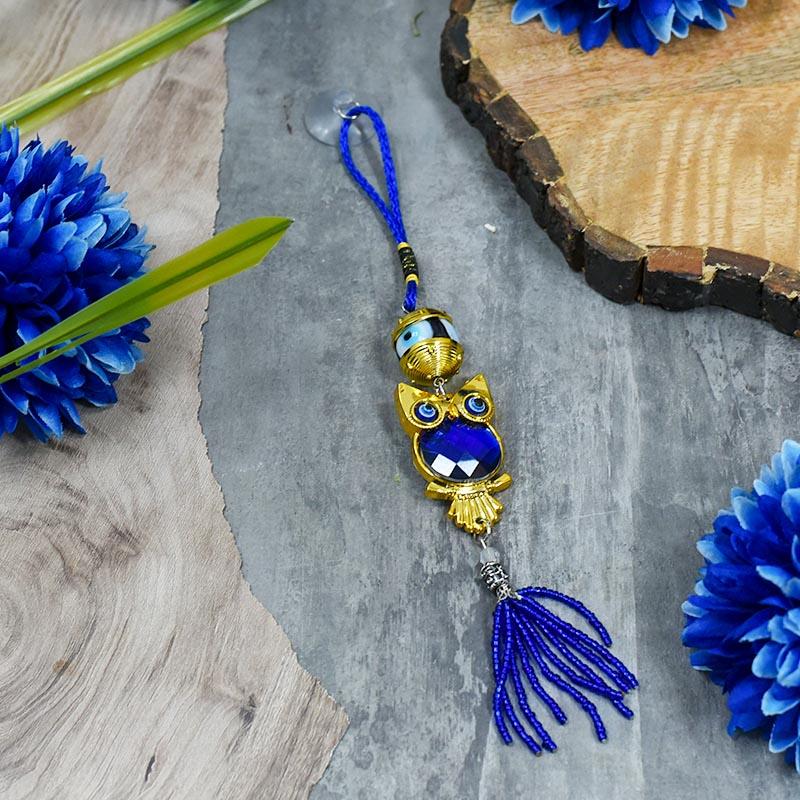 Feng Shui Evil Eye Owl Car Door Hanging with Bead Tassel