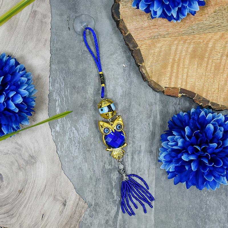 Feng Shui Evil Eye Owl Car Door Hanging with Bead Tassel