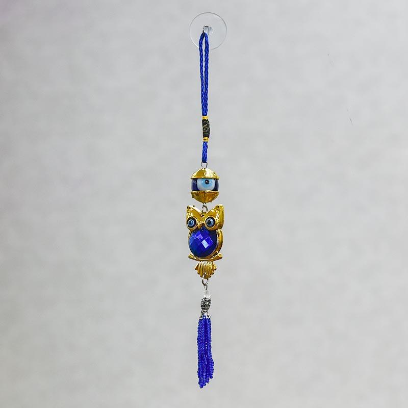 Feng Shui Evil Eye Owl Car Door Hanging with Bead Tassel