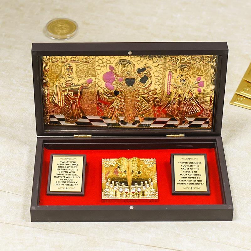 24K Gold Foil Shrinathji Pooja Box