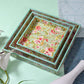 Floral Teal Green Serving Tray-Set of 3