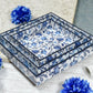 Blue Floral Serving Tray Set of 3