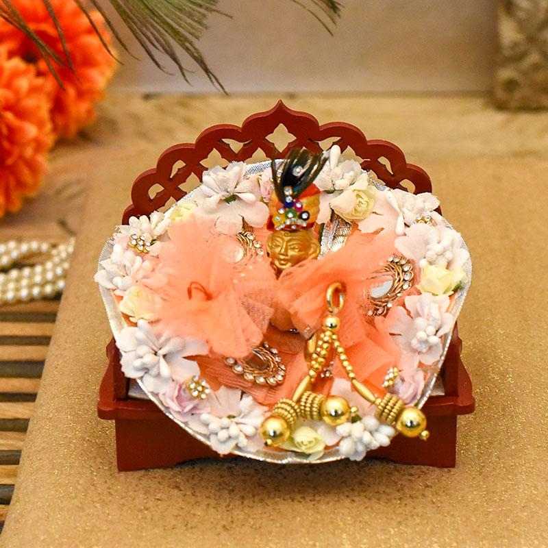 Maroon Mesh Laddu Gopal Singhasan