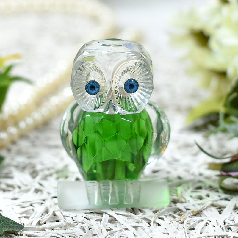 Green Crystal Owl Figurine Paperweight Table Centerpiece Home D   ecor