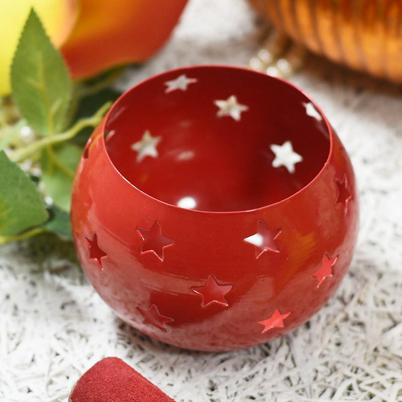 Round Red Decorative Candle Holder