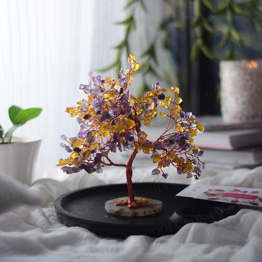 Citrine & Amethyst Natural Healing Crystal Tree