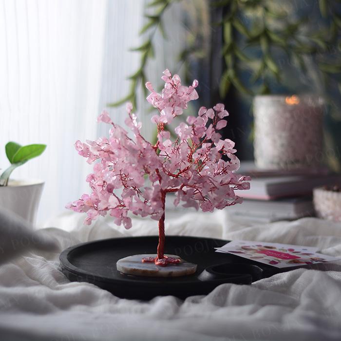 Rose Quartz Crystal Feng Shui Tree for Love