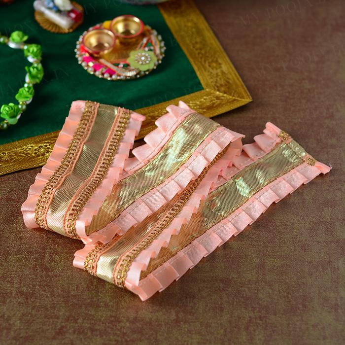Satin Patka/Dupatta Light Peach - 32INCH