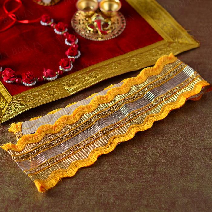 Satin Patka/Dupatta Yellow- 32INCH