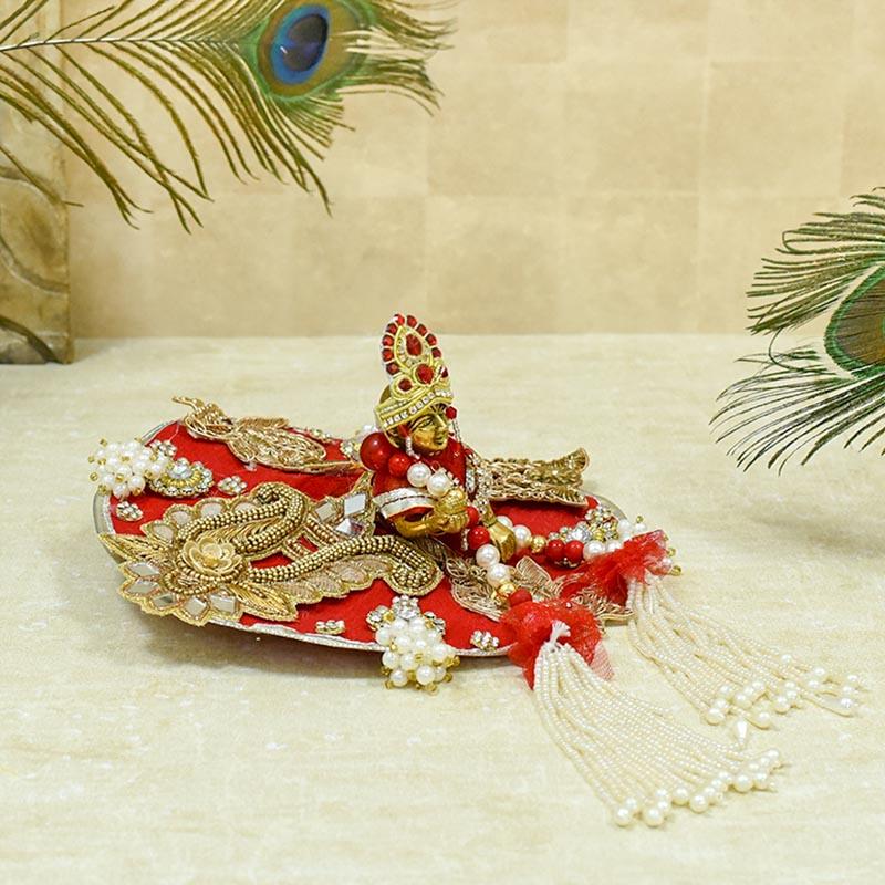 Elegant Zari Laddu Gopal Poshak