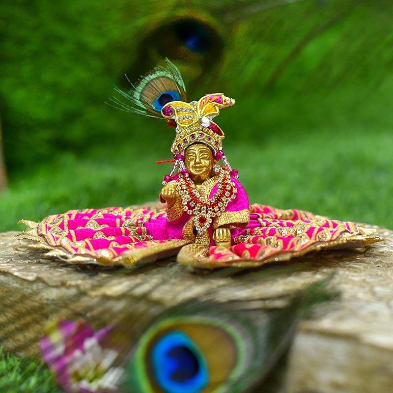 Golden Embellished Laddu Gopal Dress