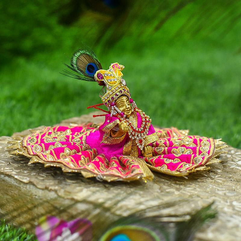 Golden Embellished Laddu Gopal Dress