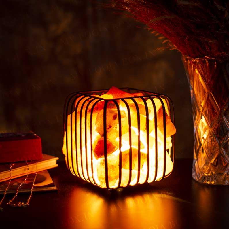 Square Iron Basket Himalayan Salt Lamp