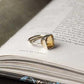 Citrine Silver Square Adjustable Crystal Ring