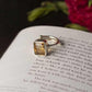 Citrine Silver Square Adjustable Crystal Ring