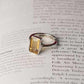 Citrine Silver Square Adjustable Crystal Ring