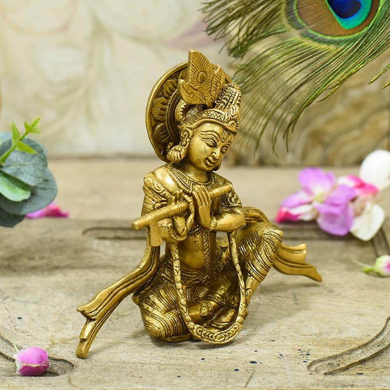 Divine Brass Krishna Idol