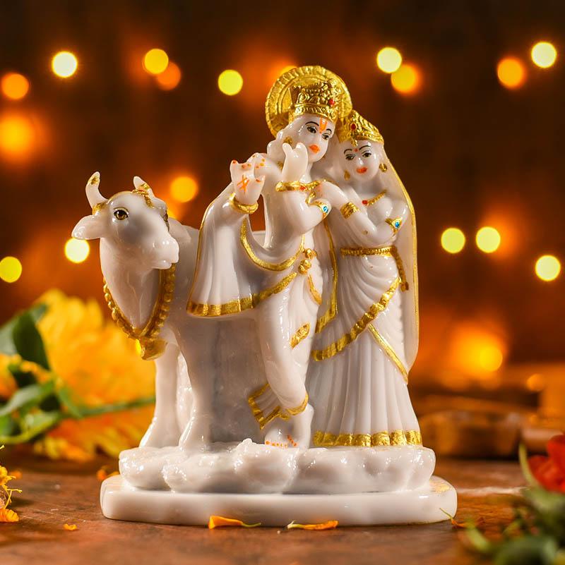 Radha Krishna With Cow Idol