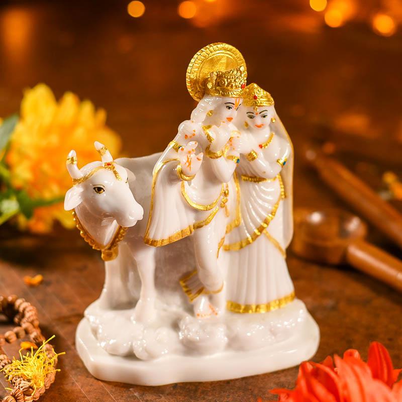 Radha Krishna With Cow Idol