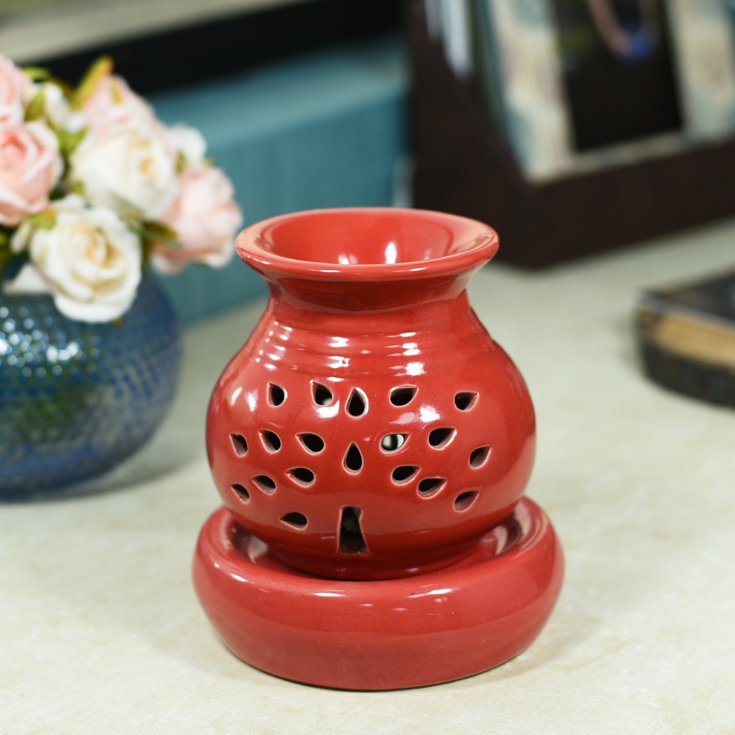Radiant Red Ceramic Pot Aroma Diffuser
