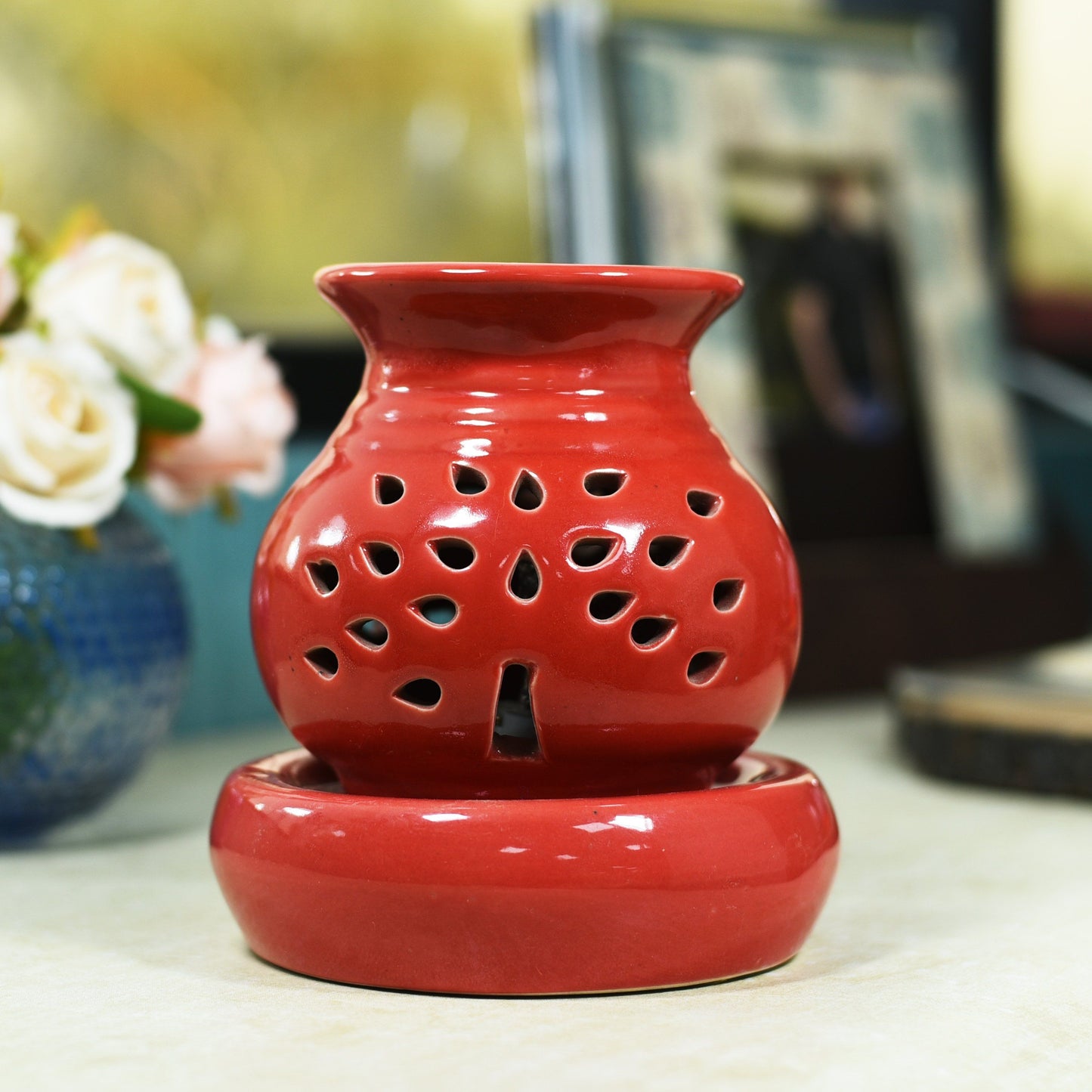 Radiant Red Ceramic Pot Aroma Diffuser