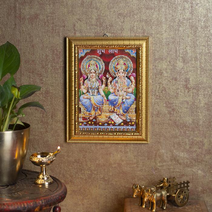 Charming Laxmi Ganesh Framed Painting