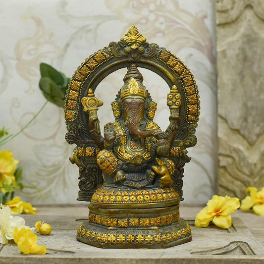 Graceful Brass Ganesh Idol