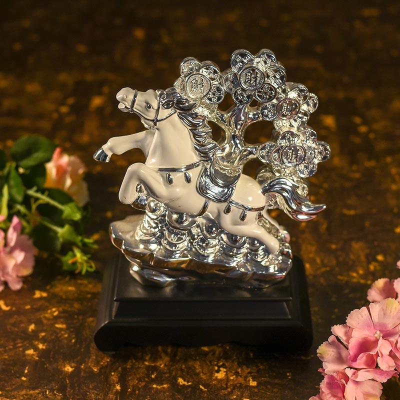 Antique White Horse with Money Tree