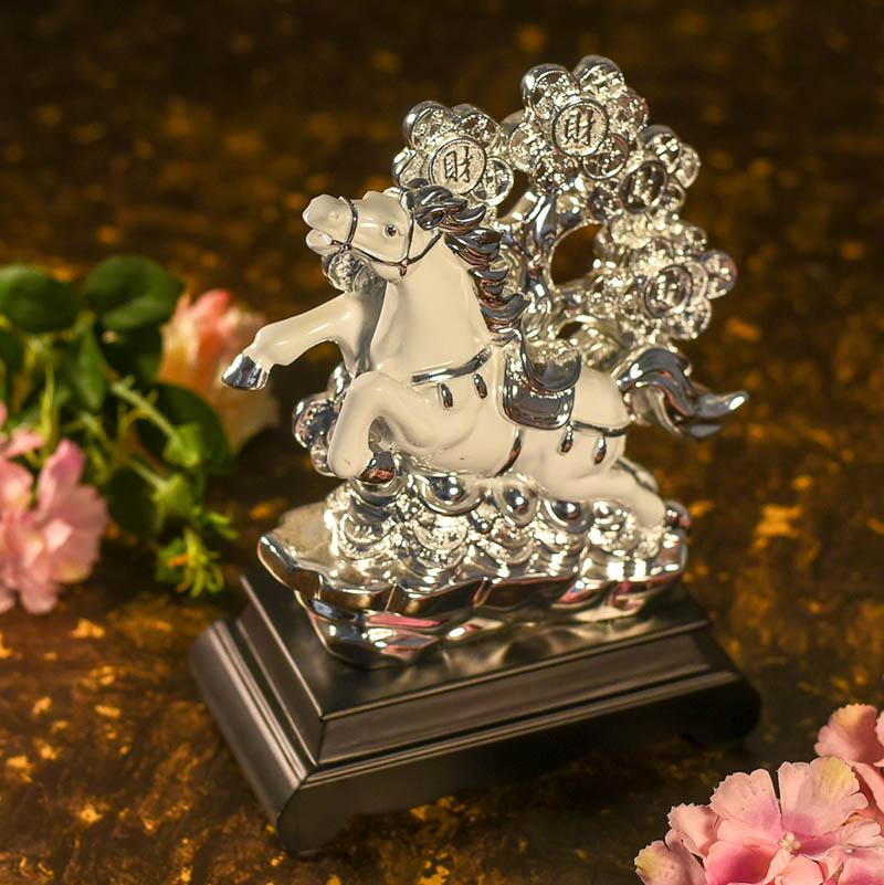 Antique White Horse with Money Tree