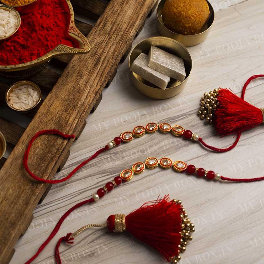 Traditional Red Bhaiya Bhabhi Rakhi