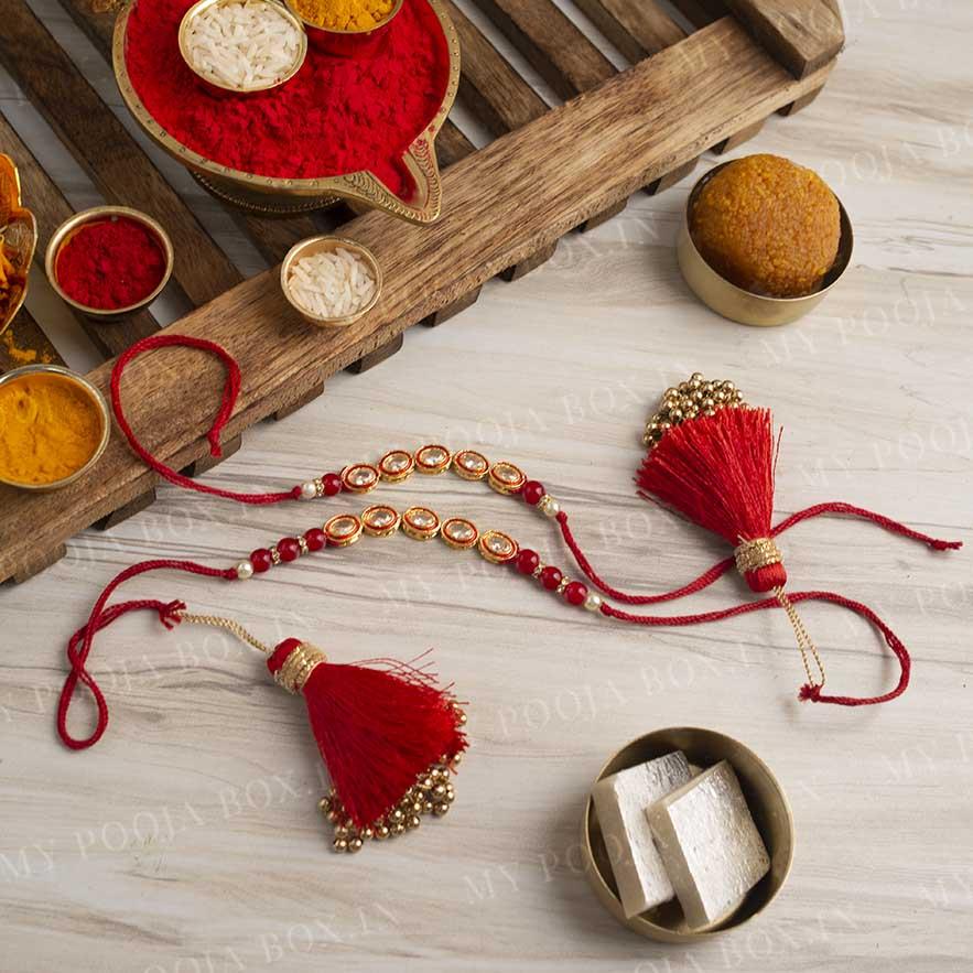 Traditional Red Bhaiya Bhabhi Rakhi