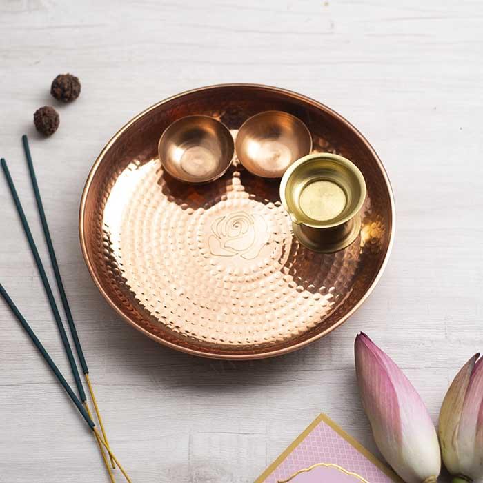 Divinity Pooja Thali Set - Rose Gold