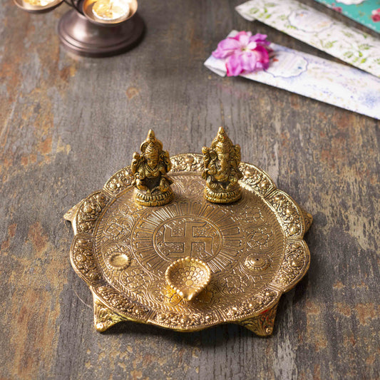 Laxmi Ganesha Brass Pooja Thali