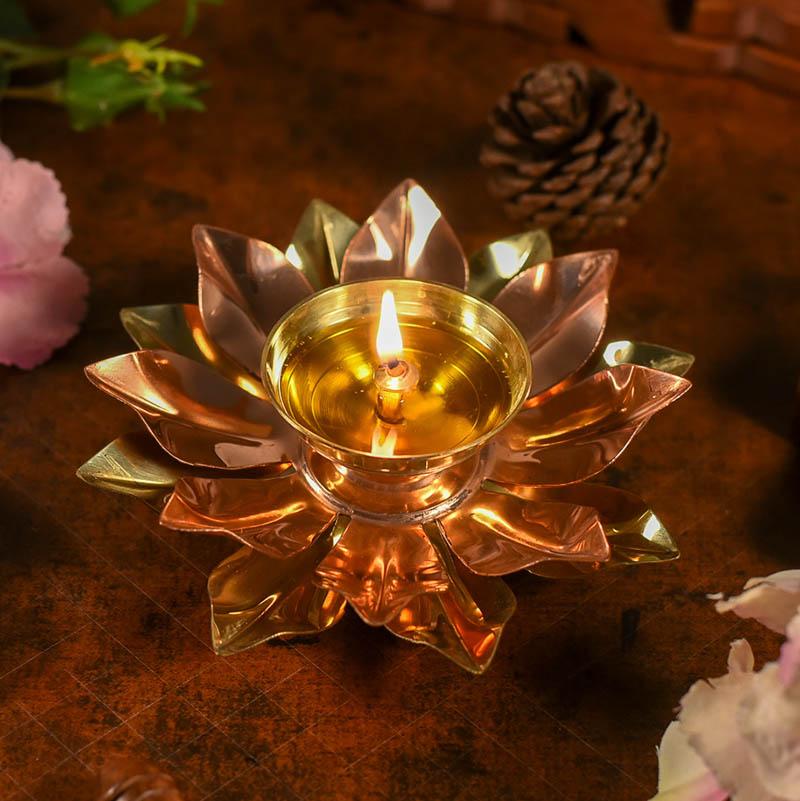Elegant Handcrafted Metal Lotus Diya