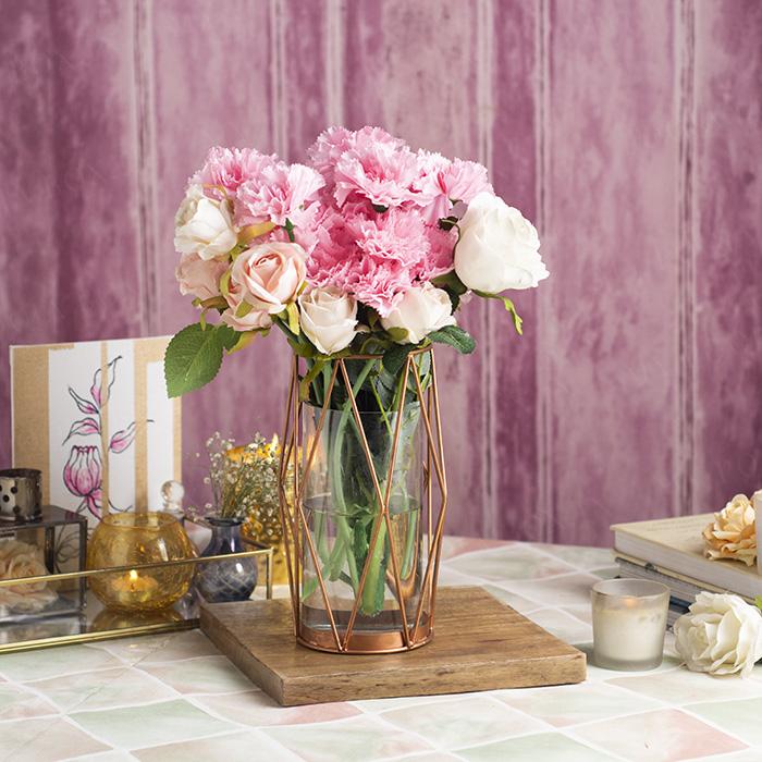 Metallic Rose Gold Flower Vase