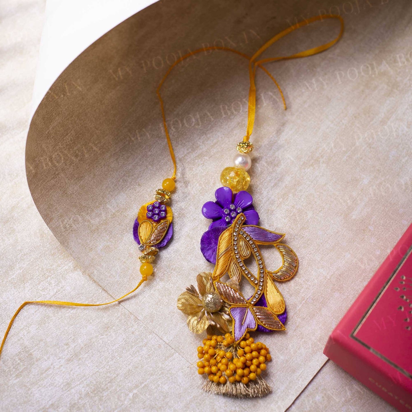 Sunshine Yellow & Lilac Bhaiya Bhabhi Rakhi (Set of 2)
