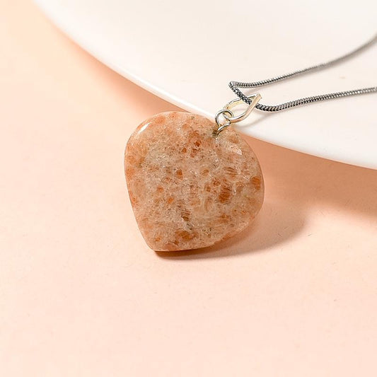 Sunstone Heart Pendant Necklace for Good Luck