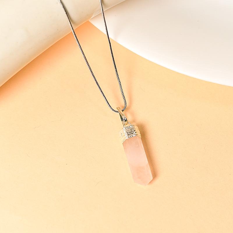 Rose Quartz Pencil Pendant Necklace for Love