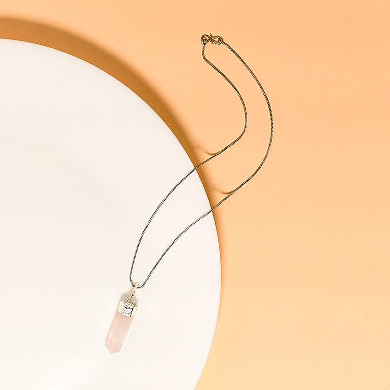 Rose Quartz Pencil Pendant Necklace for Love