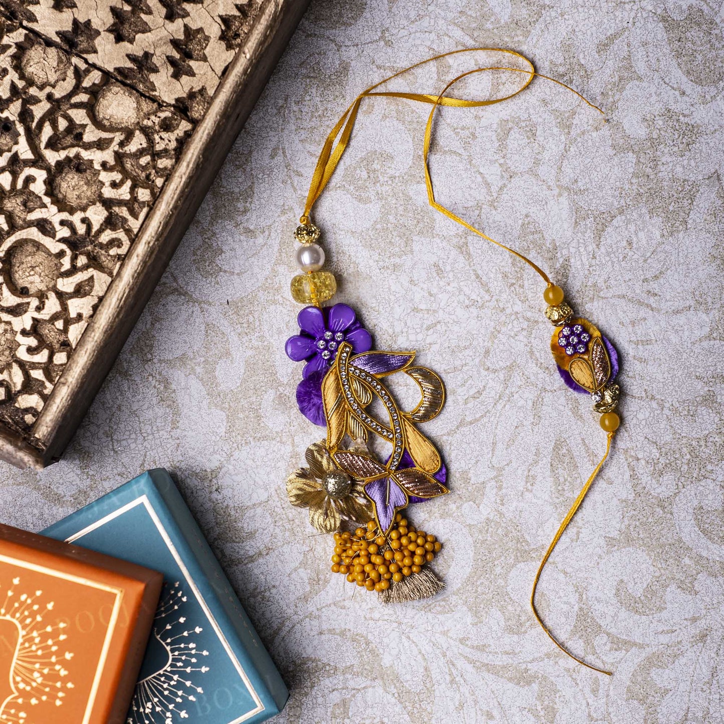 Sunshine Yellow & Lilac Bhaiya Bhabhi Rakhi (Set of 2)