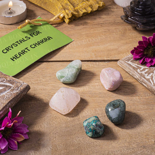 Heart Chakra Crystal Healing Tumble Stone Set