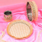 Pretty Peach Beaded Karwa Chauth Thali Set