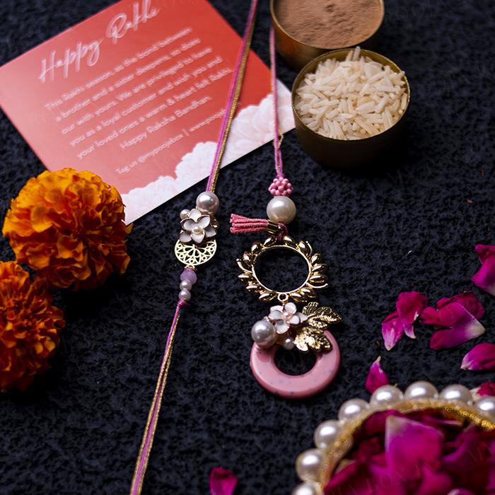 Floral Pink Bhaiya Bhabhi Set
