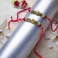 Elegant Gold & Green Beaded Rakhi (Set of 2)