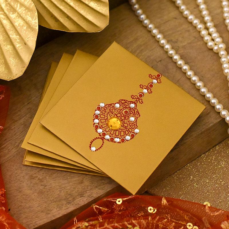 Elegant Golden & Red Shagun Envelope Set of 5