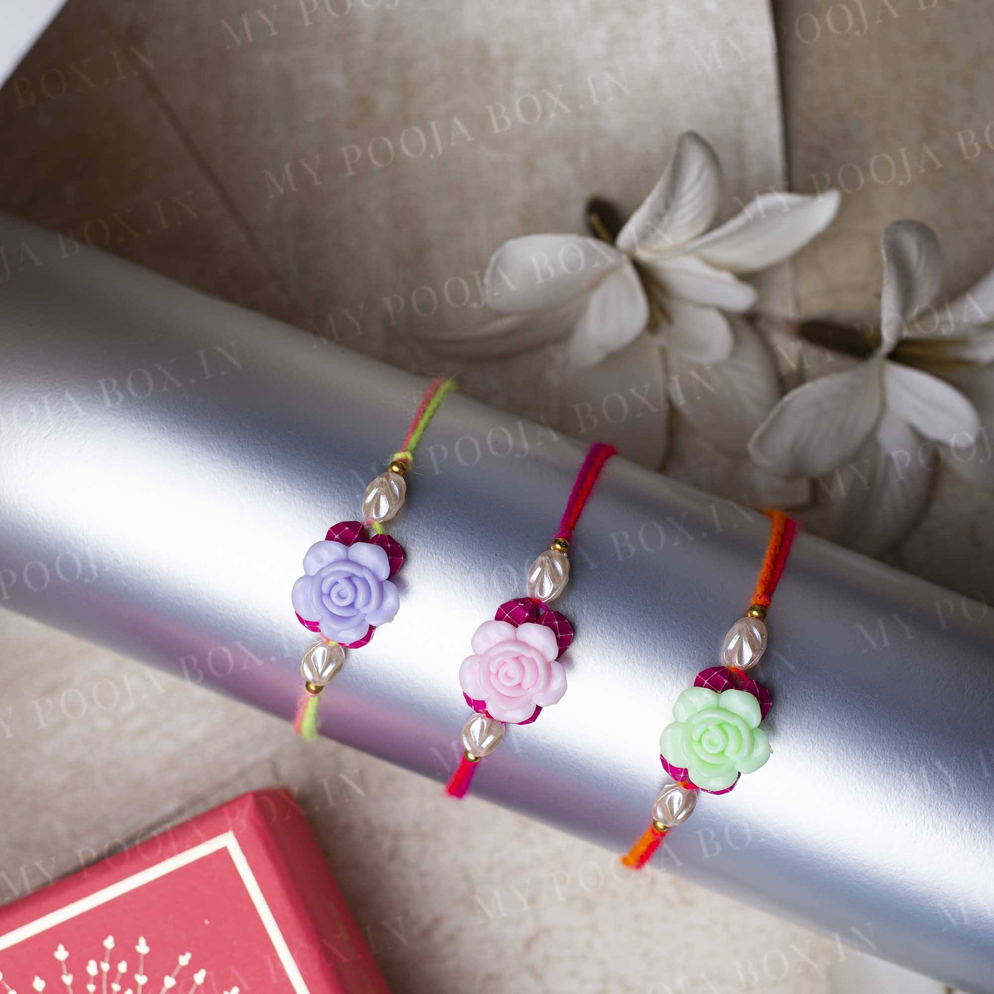 Buy Pastel Roses Kids Rakhi (Set of 3) Online in India - Mypoojabox.in