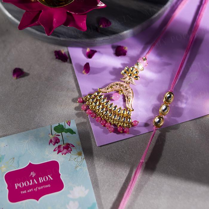 Pretty Pink Jhumki Bhaiya Bhabhi Rakhi Set