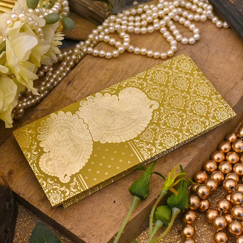Medallion Yellow Envelope with Paisley Design(Set of 5)