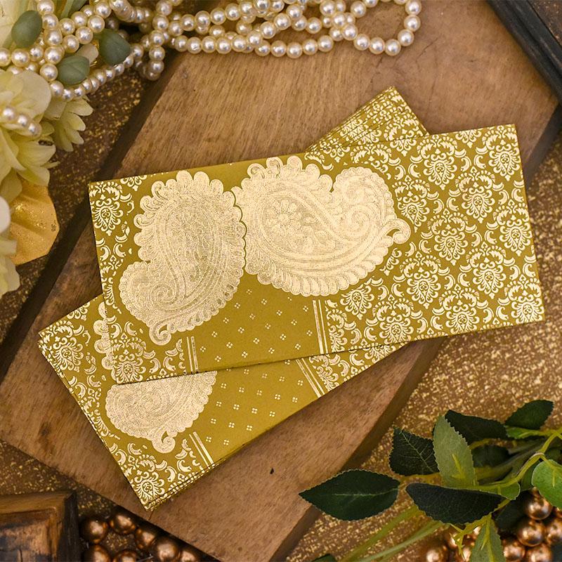 Medallion Yellow Envelope with Paisley Design(Set of 5)